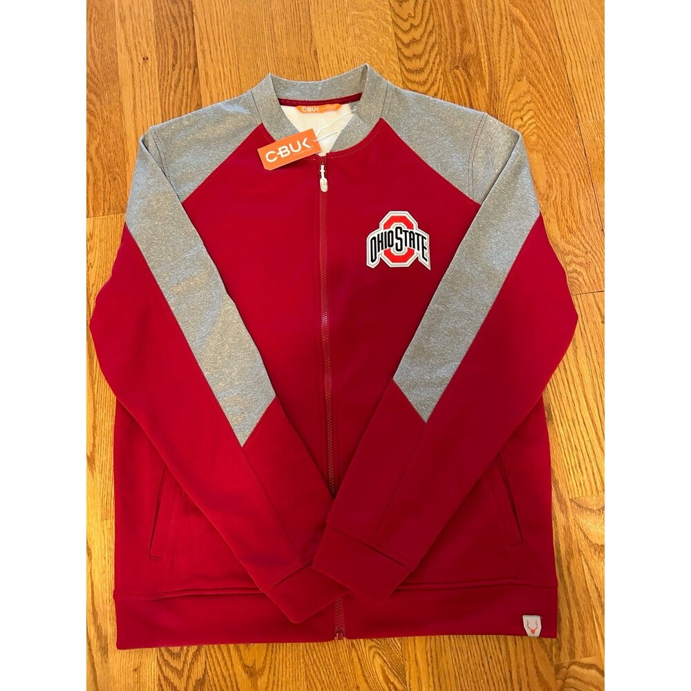 CBUK Ohio State Buckeyes OSU NWT Red Mens Pop Fly Full Zip Shirt